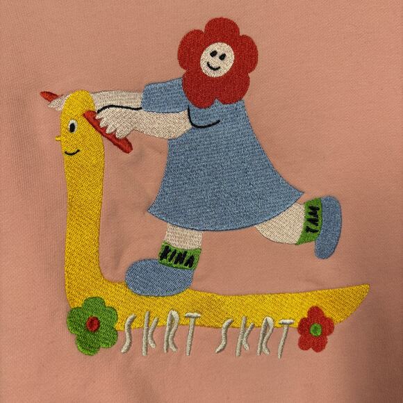 Kina Tam XS Sweater Pink Organic Cotton Crew Neck Long Sleeves Skrt Scooter - Picture 4 of 10